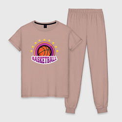 Пижама хлопковая женская Basket stars, цвет: пыльно-розовый