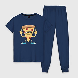 Пижама хлопковая женская Pizza fuck, цвет: тёмно-синий