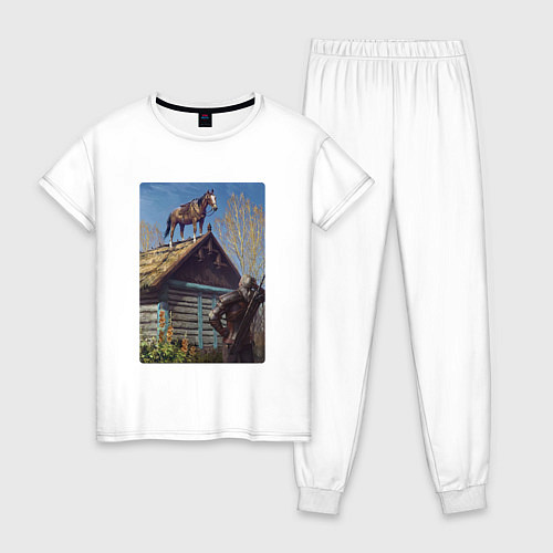 Женская пижама Геральд и плотва на крыше - обложка карты из Гвинт / Белый – фото 1