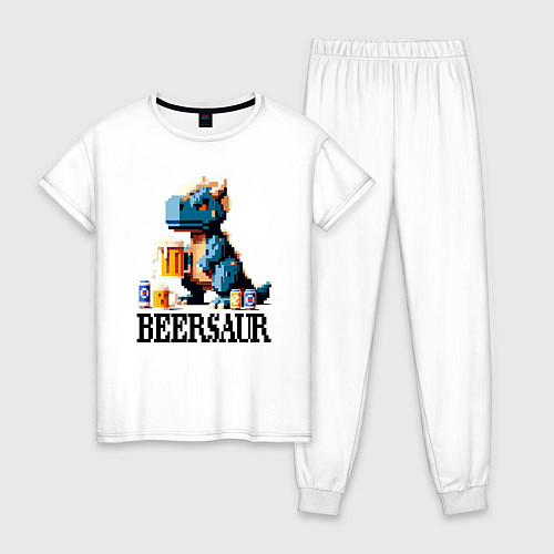 Женская пижама Пивозавр - пиксель арт нейросеть / Белый – фото 1