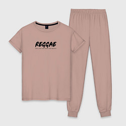 Пижама хлопковая женская Reggae music in black white, цвет: пыльно-розовый