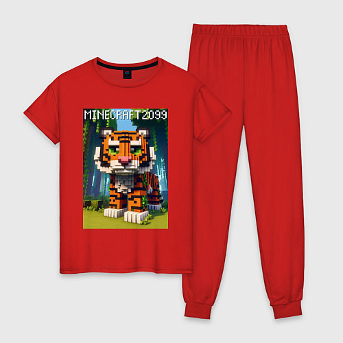 Женская пижама Funny tiger cub - Minecraft / Красный – фото 1