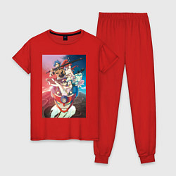 Пижама хлопковая женская Гуррен-Лаганн Ния Тэппелин, цвет: красный
