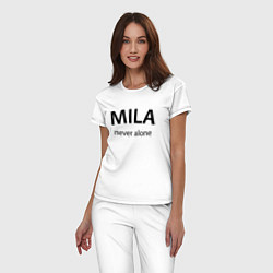 Пижама хлопковая женская Mila never alone - motto, цвет: белый — фото 2
