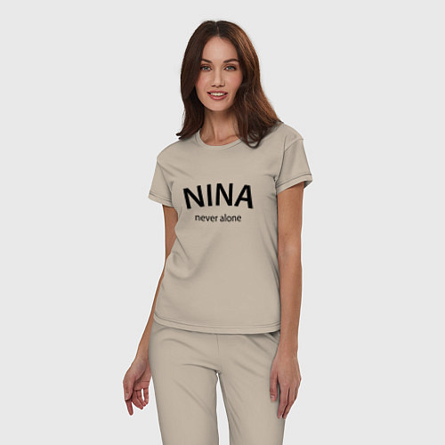 Женская пижама Nina never alone - motto / Миндальный – фото 3