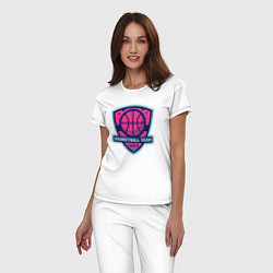 Пижама хлопковая женская Баскетбольная командная лига, цвет: белый — фото 2