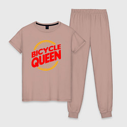 Пижама хлопковая женская Велосипедная королева, цвет: пыльно-розовый