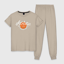 Пижама хлопковая женская Athletic basketball, цвет: миндальный