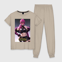 Пижама хлопковая женская Akali Kda League Of Legends, цвет: миндальный