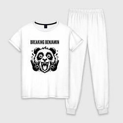Пижама хлопковая женская Breaking Benjamin - rock panda, цвет: белый