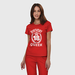 Пижама хлопковая женская 18 с днем рождения королева, цвет: красный — фото 2