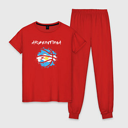 Пижама хлопковая женская Баскетбол Аргентины, цвет: красный
