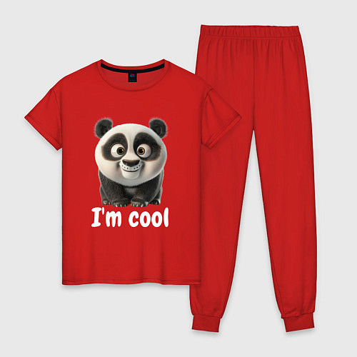 Женская пижама Крутая панда cool / Красный – фото 1