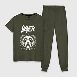 Пижама хлопковая женская Slayer rock panda, цвет: меланж-хаки