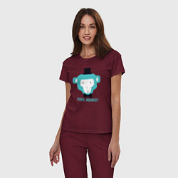 Пижама хлопковая женская Cool monkey, цвет: меланж-бордовый — фото 2