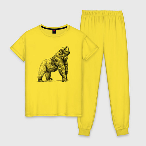 Женская пижама Новогодняя обезьяна горилла / Желтый – фото 1