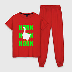 Пижама хлопковая женская Untitled goose game green, цвет: красный