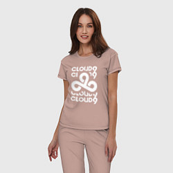 Пижама хлопковая женская Cloud9 - in logo, цвет: пыльно-розовый — фото 2