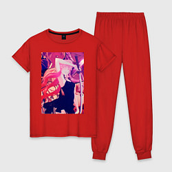 Пижама хлопковая женская Дневник будущего Юно Гасай, цвет: красный