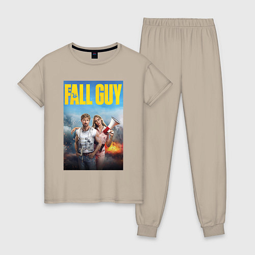 Женская пижама Ryan Gosling and Emily Blunt the fall guy / Миндальный – фото 1