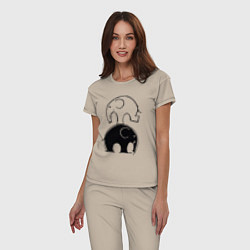 Пижама хлопковая женская Cute elephants, цвет: миндальный — фото 2