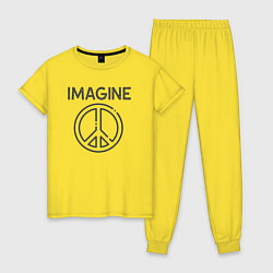 Пижама хлопковая женская Peace imagine, цвет: желтый