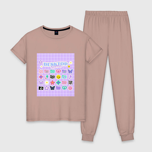 Женская пижама Ретро стиль нулевых y2k / Пыльно-розовый – фото 1