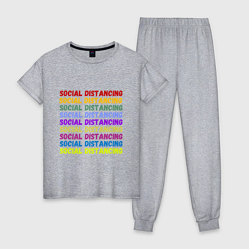Женская пижама Social distancing - социальная дистанция / Меланж – фото 1