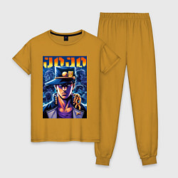 Пижама хлопковая женская Jojo - Jotaro Kujo ai art, цвет: горчичный