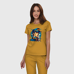 Пижама хлопковая женская Jojo - Jotaro Kujo ai art, цвет: горчичный — фото 2