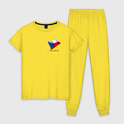 Пижама хлопковая женская Im Czech - motto, цвет: желтый
