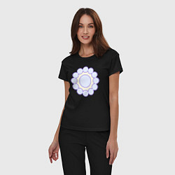 Пижама хлопковая женская Круг из окружностей, цвет: черный — фото 2