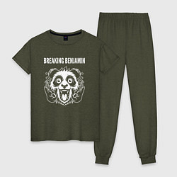 Пижама хлопковая женская Breaking Benjamin rock panda, цвет: меланж-хаки