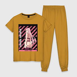 Пижама хлопковая женская Франкс Зеро Ту, цвет: горчичный