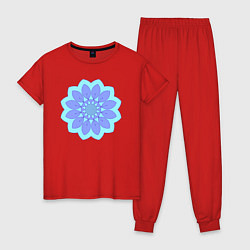 Пижама хлопковая женская Сиреневая мандала цветок, цвет: красный