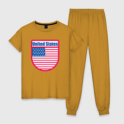 Пижама хлопковая женская United States, цвет: горчичный