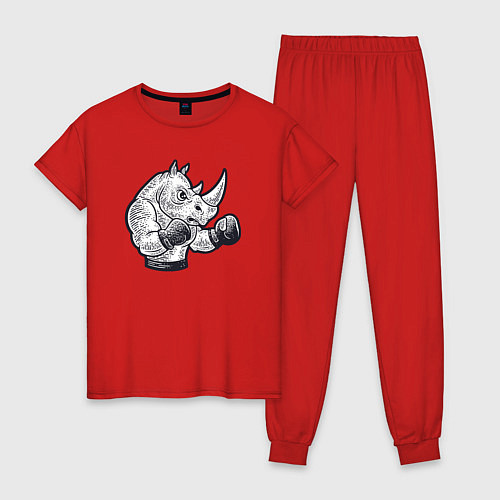 Женская пижама Носорог боксёр / Красный – фото 1