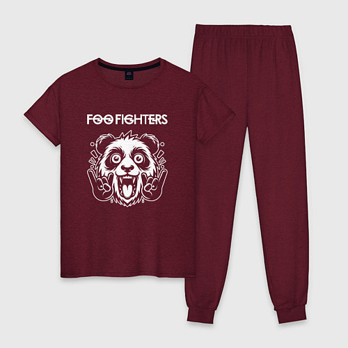 Женская пижама Foo Fighters rock panda / Меланж-бордовый – фото 1
