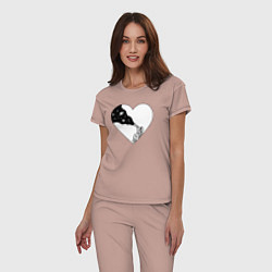 Пижама хлопковая женская Любовь к космосу, цвет: пыльно-розовый — фото 2