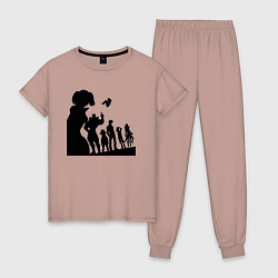Пижама хлопковая женская Команда Семь смертных грехов, цвет: пыльно-розовый