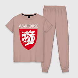 Пижама хлопковая женская Warhorse logo, цвет: пыльно-розовый