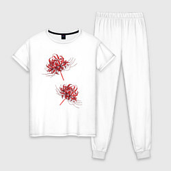 Пижама хлопковая женская Токийский гуль Паучья лилия, цвет: белый