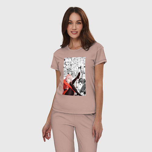 Женская пижама Зеро Ту коллаж / Пыльно-розовый – фото 3