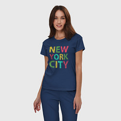 Пижама хлопковая женская New York city colors, цвет: тёмно-синий — фото 2