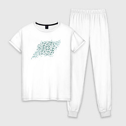 Пижама хлопковая женская Стая рыб, цвет: белый