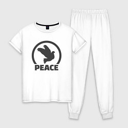 Пижама хлопковая женская Peace bird, цвет: белый