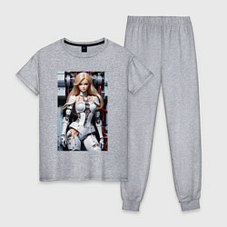 Пижама хлопковая женская Кибер Барби - нейросеть фантазия, цвет: меланж