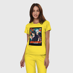 Пижама хлопковая женская Мэш Бёрндэд, цвет: желтый — фото 2