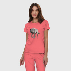 Пижама хлопковая женская Волк глядит, цвет: коралловый — фото 2