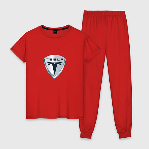 Женская пижама Tesla logo / Красный – фото 1
